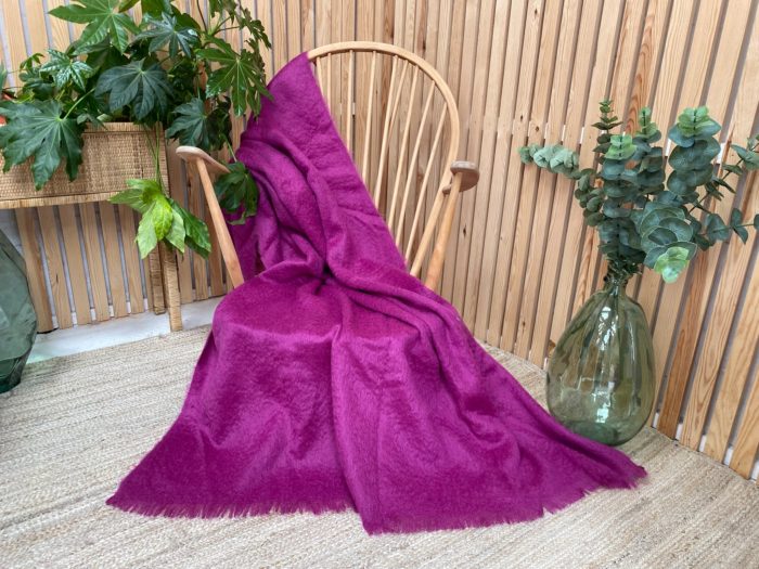 Magenta mohair throw