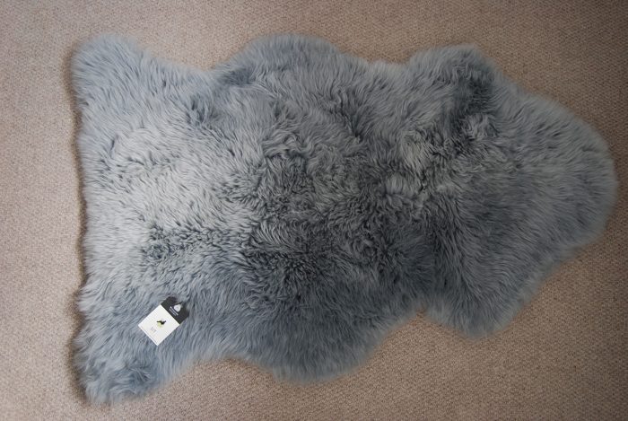 Pewter Grey Sheepskin Rug on Floor